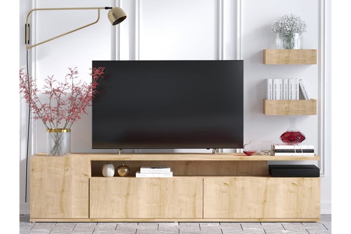 Tv-bänk Bodeiz 180 cm - Natur/Vit - Möbler - TV- & Mediamöbler - TV bänk & mediabänk