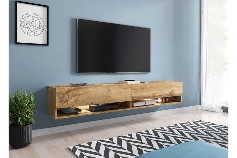 TV-bänk Bulvine 180 cm LED-belysning - Beige/Blå/RGB LED - Möbler - TV- & Mediamöbler - TV bänk & mediabänk