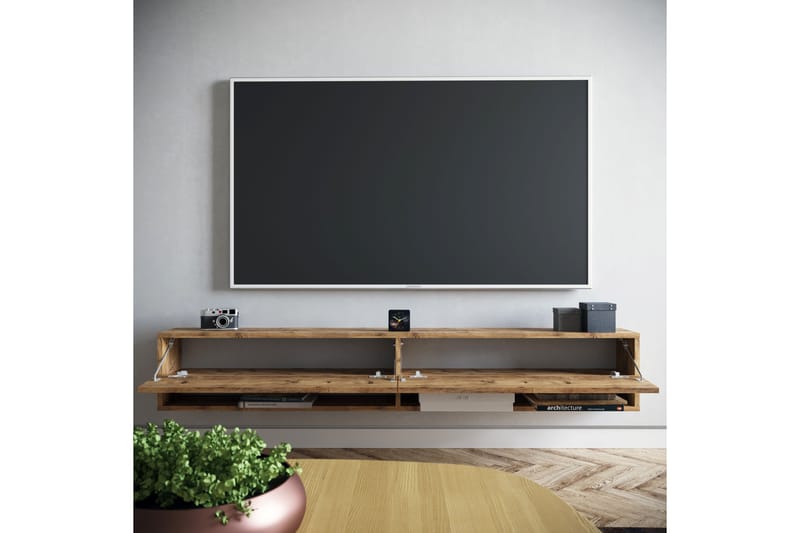 Tv-bänk Calrin 180 cm 2 Hyllor - Natur - Möbler - TV- & Mediamöbler - TV bänk & mediabänk