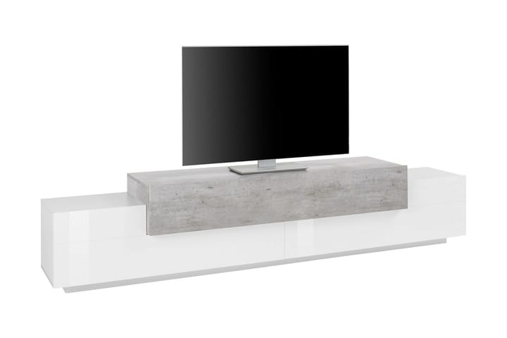 Tv-bänk Cordera 240 cm - Vit/Betonggrå - Möbler - TV- & Mediamöbler - TV bänk & mediabänk