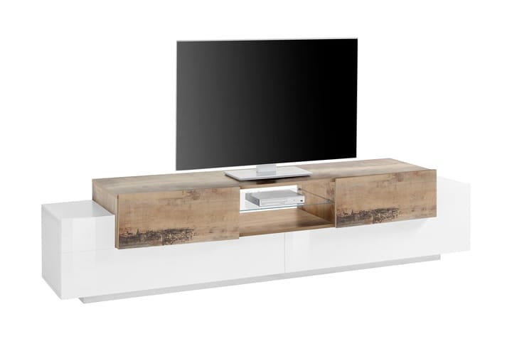 Tv-bänk Coronew 220 cm - Vit/Antracit - Möbler - TV- & Mediamöbler - TV-skåp