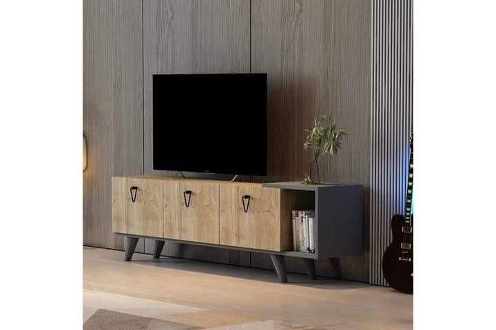 Tv-bänk Curcga 160 cm - Valnöt/Antracit - Möbler - TV- & Mediamöbler - TV bänk & mediabänk
