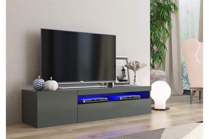 Tv-bänk Davod 155 cm - Antracit Högglans - Möbler - TV- & Mediamöbler - TV bänk & mediabänk