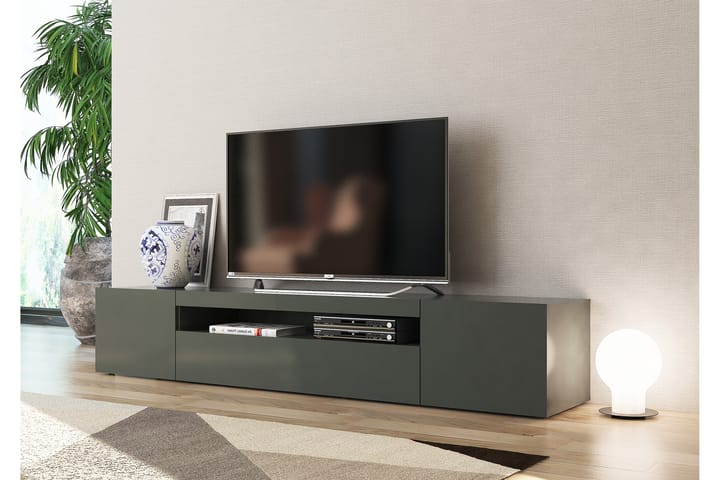 Tv-bänk Davod 200 cm - Antracit Högglans - Möbler - TV- & Mediamöbler - TV-bänk & mediabänk