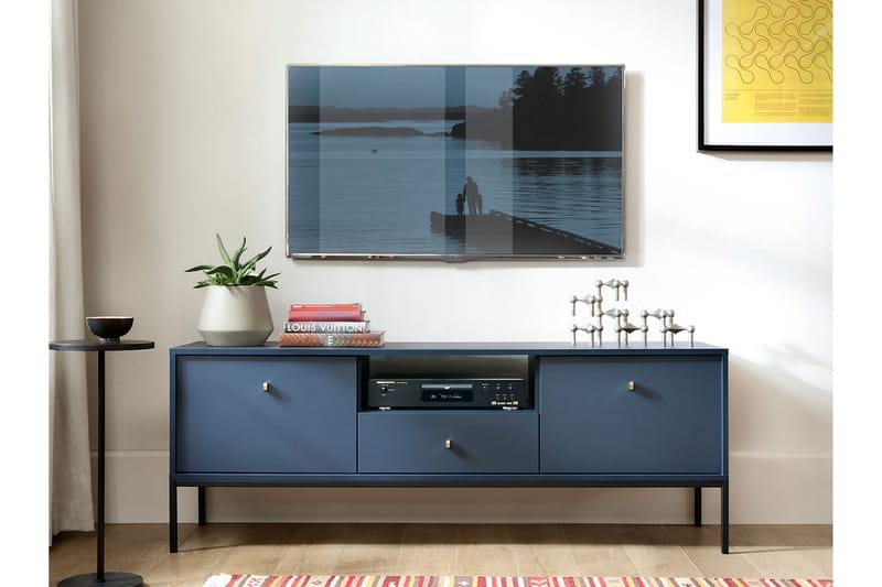 Tv-bänk Entona 39x56,2x153,4 cm - Marinblå/Svart - Möbler - TV- & Mediamöbler - TV bänk & mediabänk