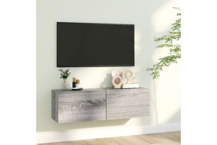 Tv-bänk för vägg grå sonoma-ek 100x30x30 cm konstruerat trä - Grå - Möbler - TV- & Mediamöbler - TV bänk & mediabänk