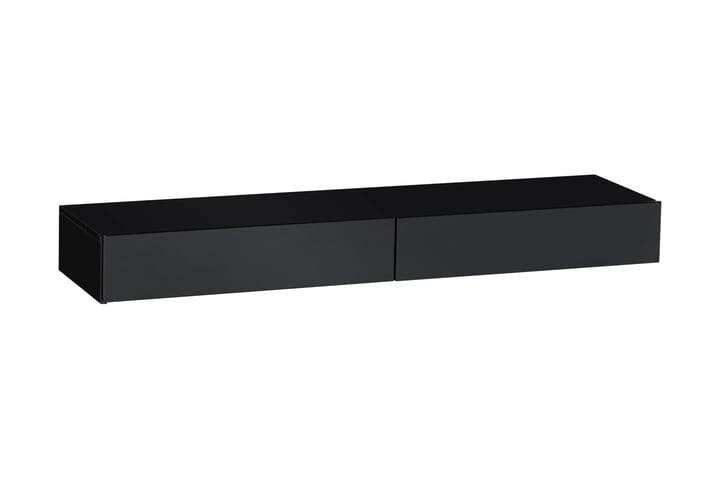 TV-bänk Helgabo 140 cm Vägghängd LED-belysning - Svart - Förvaring - Skåp - Vitrinskåp