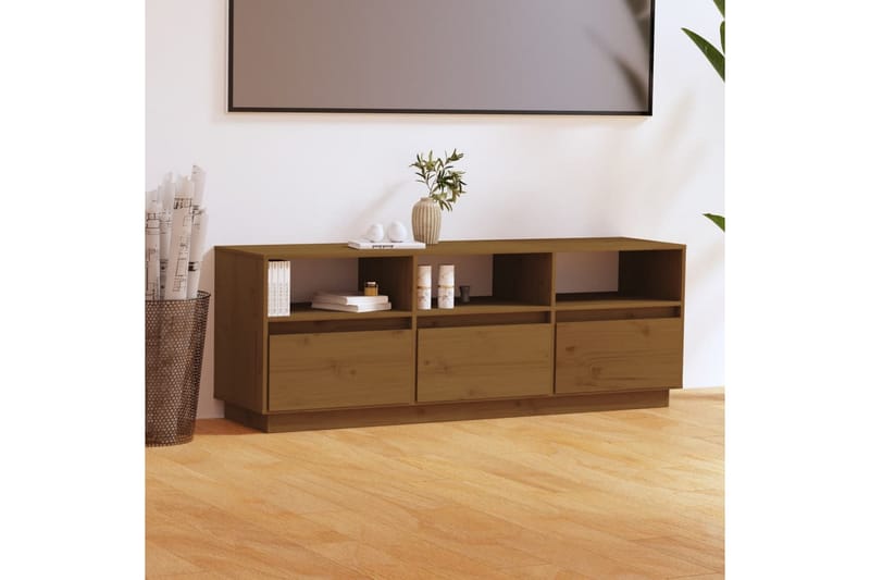 Tv-bänk honungsbrun 140x37x50 cm massiv furu - Brun - Möbler - TV- & Mediamöbler - TV-bänk & mediabänk