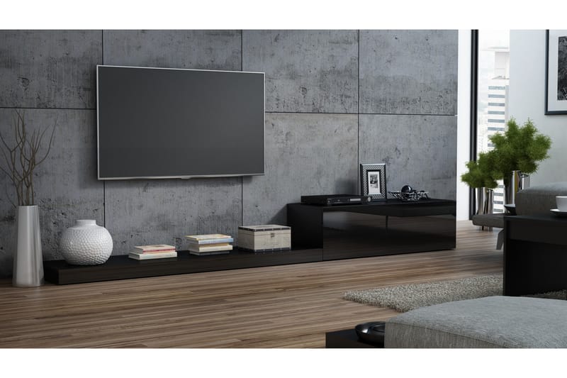 Tv-bänk Limeil 300x42x35 cm - Svart/Svart Högglans - Möbler - TV- & Mediamöbler - TV-skåp
