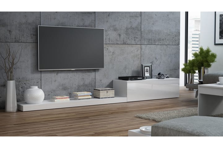 Tv-bänk Limeil 300x42x35 cm - Vit/Vit Högglans - Möbler - TV- & Mediamöbler - TV-bänk & mediabänk
