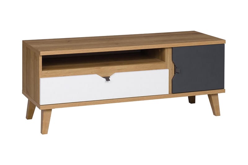 TV-bänk Lyseme 120 cm - Vit/Grå/Trä - Möbler - Bord & matgrupp - Avlastningsbord & sidobord - Sängbord & nattduksbord