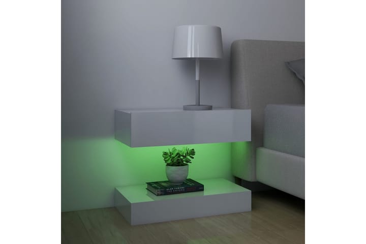TV-bänk med LED-belysning 2 st vit högglans 60x35 cm - Vit - Möbler - TV- & Mediamöbler - TV-bänk & mediabänk