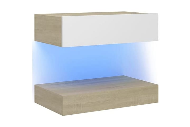 TV-bänk med LED-belysning 2 st vit och sonoma-ek 60x35 cm - Vit - Möbler - TV- & Mediamöbler - TV-bänk & mediabänk
