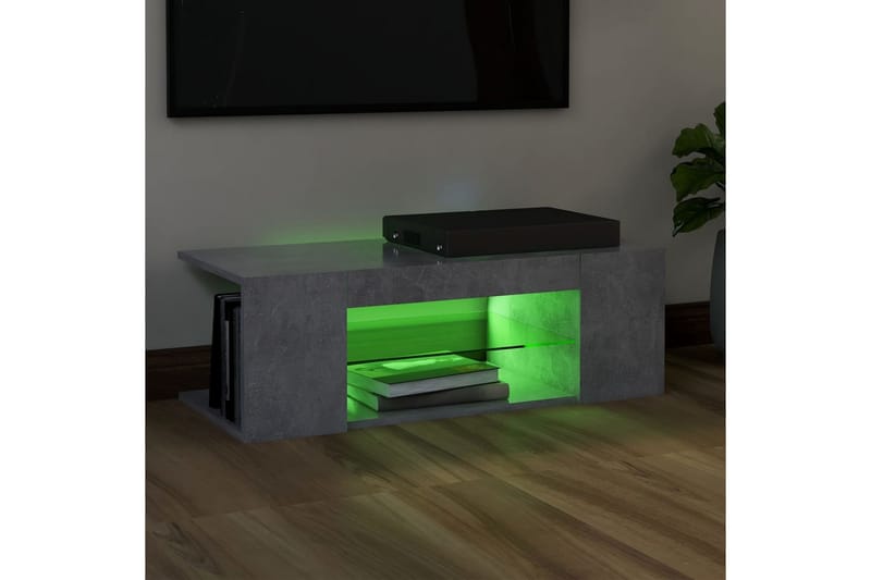 TV-bänk med LED-belysning betonggrå 90x39x30 cm - Grå - Möbler - TV- & Mediamöbler - TV bänk & mediabänk