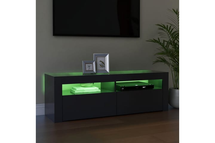 TV-bänk med LED-belysning grå 120x35x40 cm - Grå - Möbler - TV- & Mediamöbler - TV bänk & mediabänk