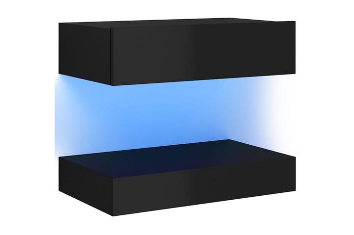 TV-bänk med LED-belysning svart högglans 60x35 cm - Svart - Möbler - TV- & Mediamöbler - TV-bänk & mediabänk