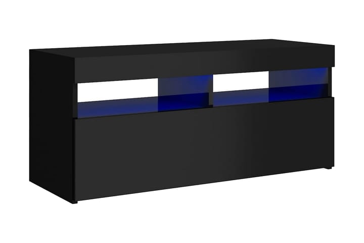 TV-bänk med LED-belysning svart högglans 90x35x40 cm - Svart - Möbler - TV- & Mediamöbler - TV bänk & mediabänk