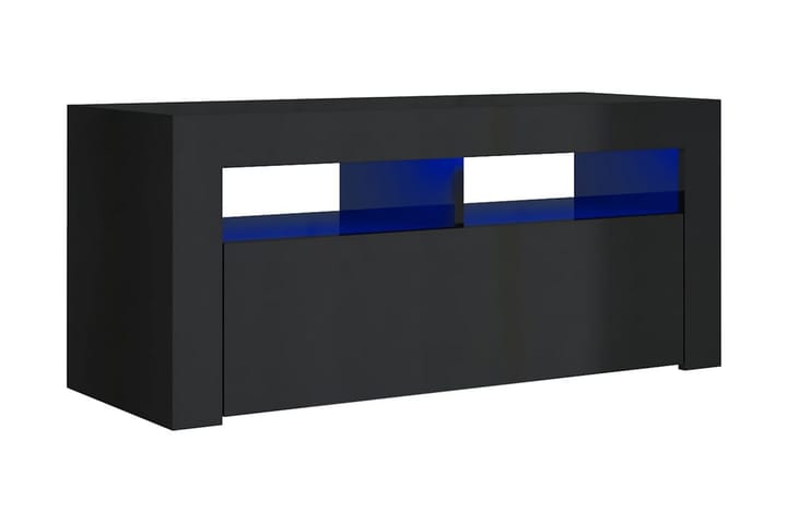 TV-bänk med LED-belysning svart högglans 90x35x40 cm - Svart - Möbler - TV- & Mediamöbler - TV-bänk & mediabänk