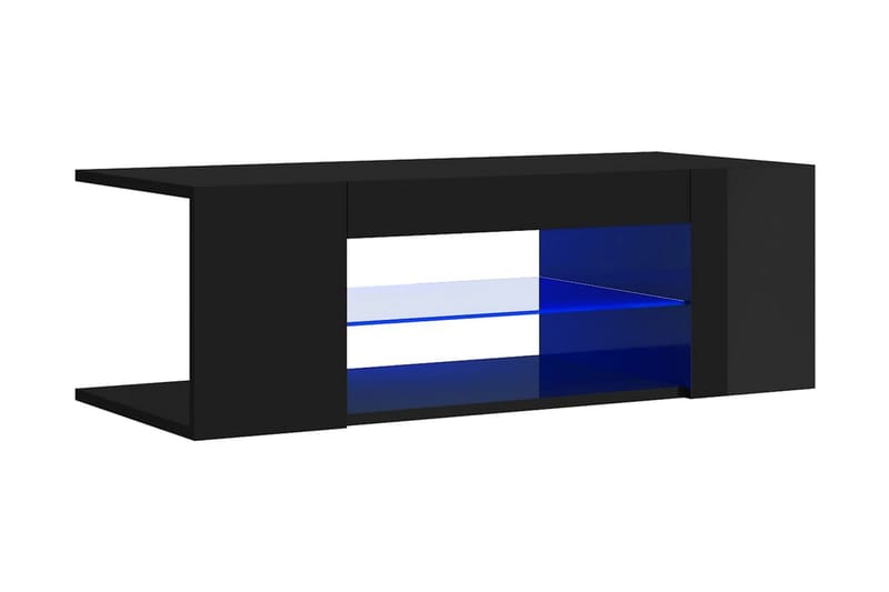 TV-bänk med LED-belysning svart högglans 90x39x30 cm - Svart - Möbler - TV- & Mediamöbler - TV bänk & mediabänk