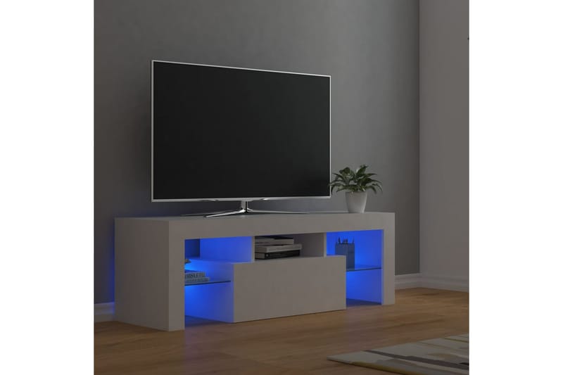 TV-bänk med LED-belysning vit 120x35x40 cm - Vit - Möbler - TV- & Mediamöbler - TV bänk & mediabänk