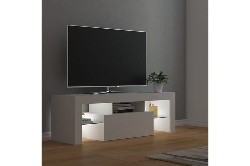 TV-bänk med LED-belysning vit 120x35x40 cm - Vit - Möbler - TV- & Mediamöbler - TV bänk & mediabänk