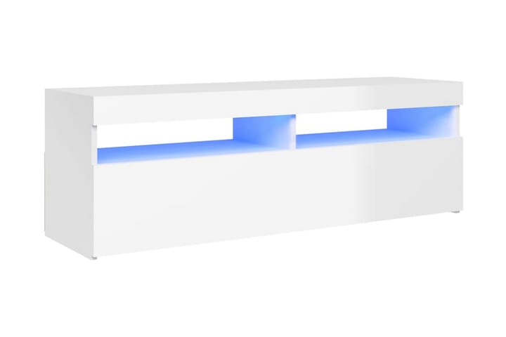 TV-bänk med LED-belysning vit högglans 120x35x40 cm - Vit - Möbler - TV- & Mediamöbler - TV-bänk & mediabänk