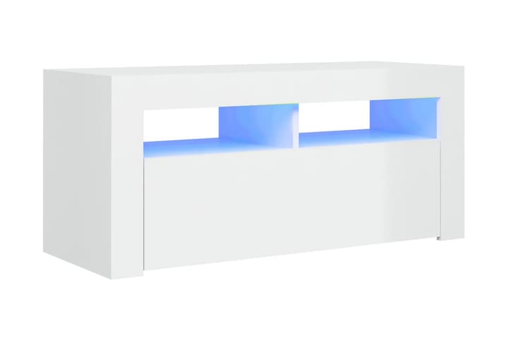 TV-bänk med LED-belysning vit högglans 90x35x40 cm - Vit - Möbler - TV- & Mediamöbler - TV bänk & mediabänk