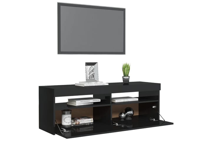 TV-bänk med LED-lampor högglans svart 120x35x40 cm - Svart - Möbler - TV- & Mediamöbler - TV-bänk & mediabänk