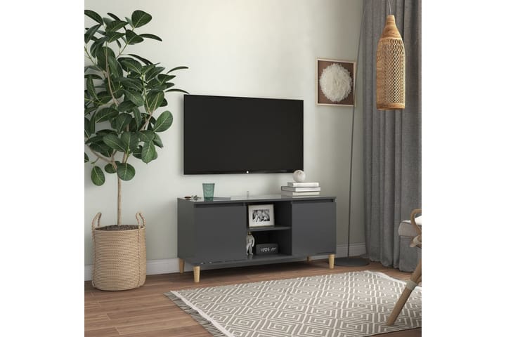 TV-bänk med massiva ben grå 103,5x35x50 cm - Grå - Möbler - TV- & Mediamöbler - TV-bänk & mediabänk