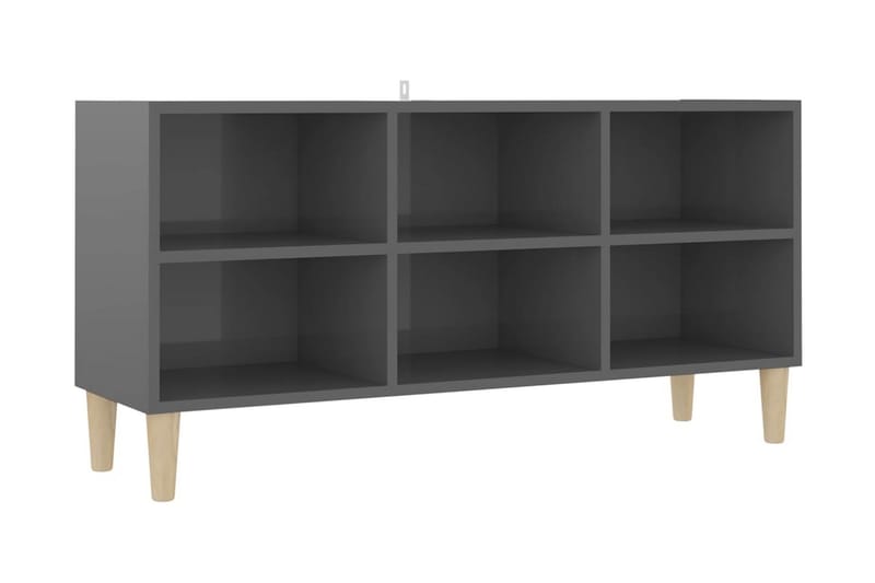 TV-bänk med massiva ben grå högglans 103,5x30x50 cm - Grå - Möbler - TV- & Mediamöbler - TV bänk & mediabänk