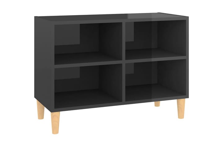 TV-bänk med massiva ben grå högglans 69,5x30x50 cm - Grå - Möbler - TV- & Mediamöbler - TV bänk & mediabänk