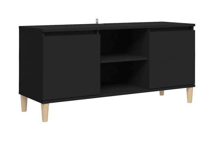 TV-bänk med massiva ben svart 103,5x35x50 cm - Svart - Möbler - TV- & Mediamöbler - TV bänk & mediabänk