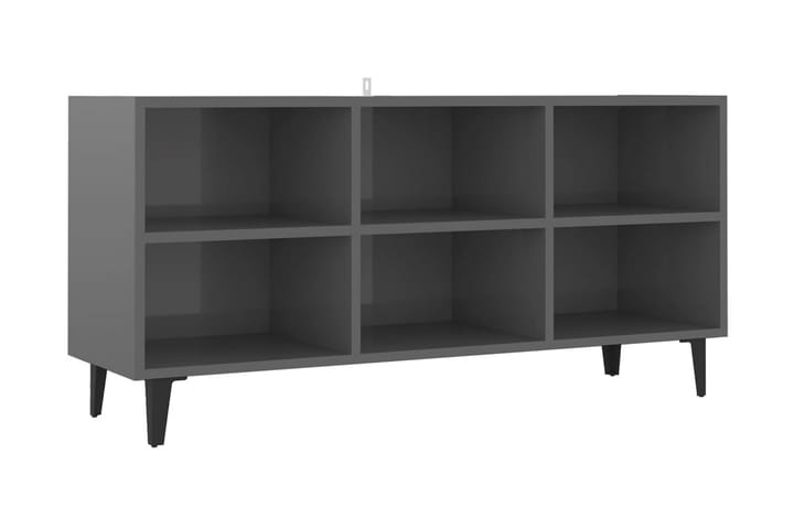 TV-bänk med metallben grå högglans 103,5x30x50 cm - Grå - Möbler - TV- & Mediamöbler - TV bänk & mediabänk