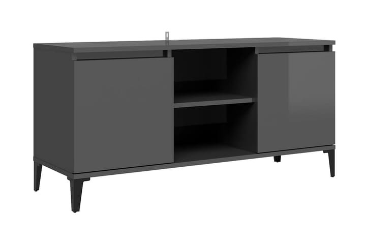TV-bänk med metallben grå högglans 103,5x35x50 cm - Grå - Möbler - TV- & Mediamöbler - TV-bänk & mediabänk