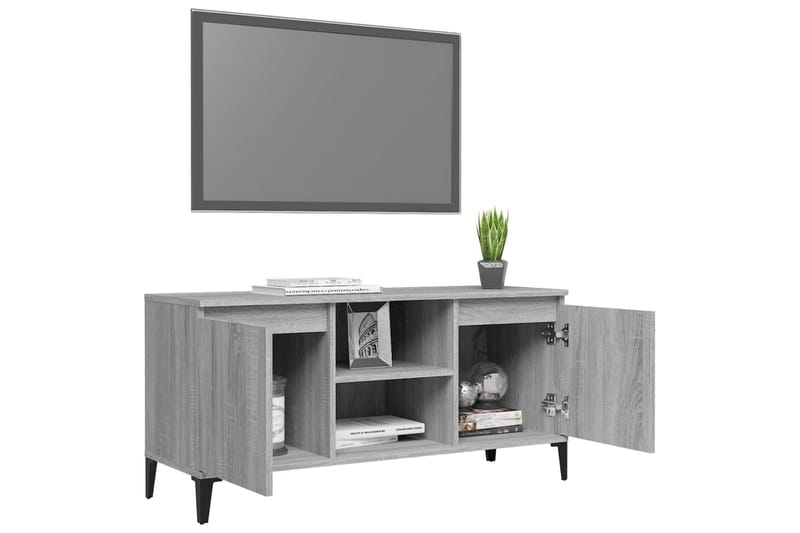 TV-bänk med metallben grå sonoma 103,5x35x50 cm - Grå - Möbler - TV- & Mediamöbler - TV-bänk & mediabänk
