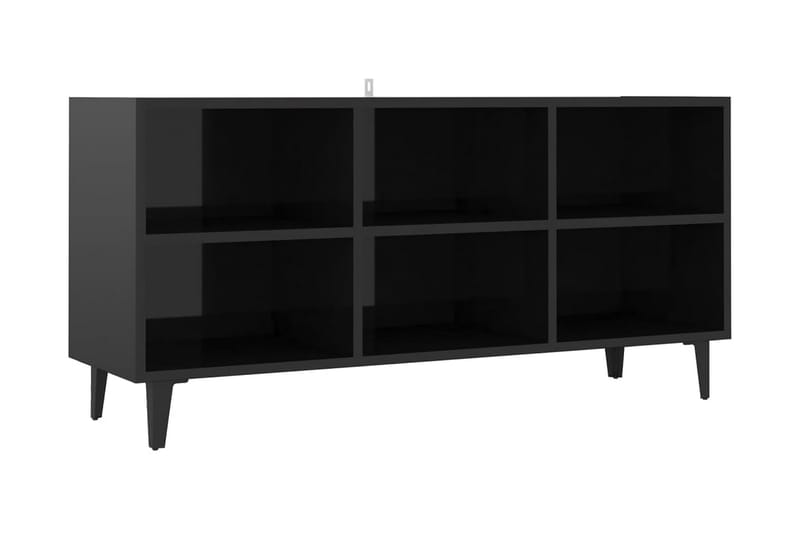 TV-bänk med metallben svart högglans 103,5x30x50 cm - Svart - Möbler - TV- & Mediamöbler - TV bänk & mediabänk