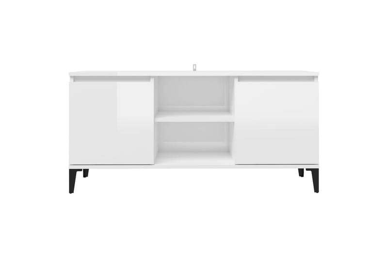 TV-bänk med metallben vit högglans 103,5x35x50 cm - Vit - Möbler - TV- & Mediamöbler - TV-bänk & mediabänk