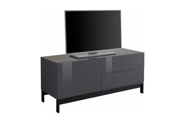 Tv-bänk Metzera 110 cm med Fötter Dörr + 2 Lådor - Antracit Högglans - Möbler - TV- & Mediamöbler - TV bänk & mediabänk