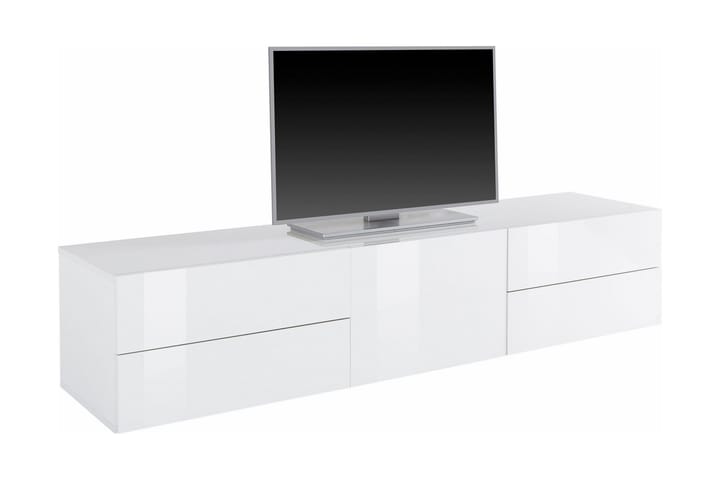 Tv-bänk Metzera 170 cm med Fötter Dörr + 4 Lådor - Vit Högglans - Möbler - TV- & Mediamöbler - TV-bänk & mediabänk