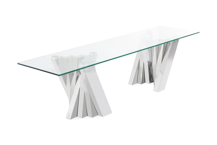 TV-Bänk Mujtaba 180 cm - Rostfritt Stål|Glas|Transparent - Möbler - Fåtölj & stolar - Matstol & köksstol