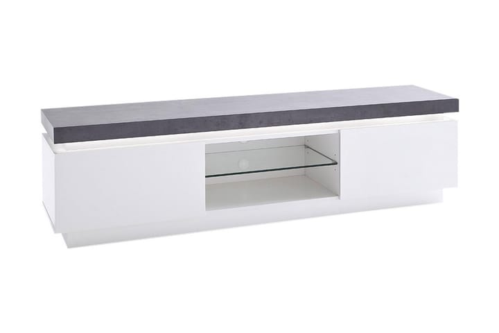 TV-bänk Mundo 175 cm med LED - Vit|Betong - Möbler - TV- & Mediamöbler - TV-bänk & mediabänk
