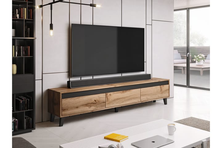 Tv-bänk Navsari 185x38x42 cm - Ekfärg/Antracit - Möbler - TV- & Mediamöbler - TV bänk & mediabänk