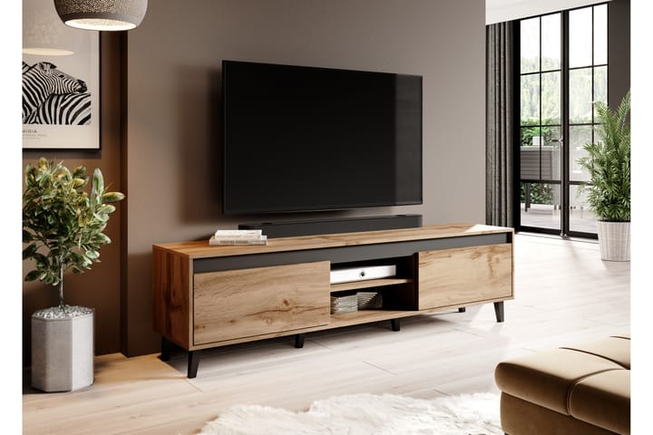 Tv-bänk Navsari II 170x38x48 cm - Ekfärg/Antracit - Möbler - TV- & Mediamöbler - TV-bänk & mediabänk