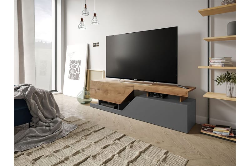 Tv-bänk Perdioni 160 cm - Natur/Antracit - Möbler - Soffa - Modulsoffa - Komplett modulsoffa