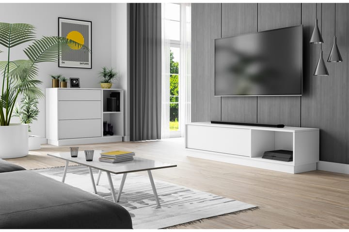 Tv-bänk Realia 140 cm - Vit - Möbler - TV- & Mediamöbler - TV-bänk & mediabänk