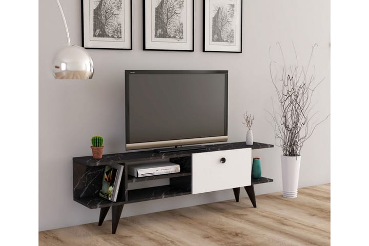 Tv-bänk Rechar 120 cm - Svart/Vit - Möbler - TV- & Mediamöbler - TV-bänk & mediabänk
