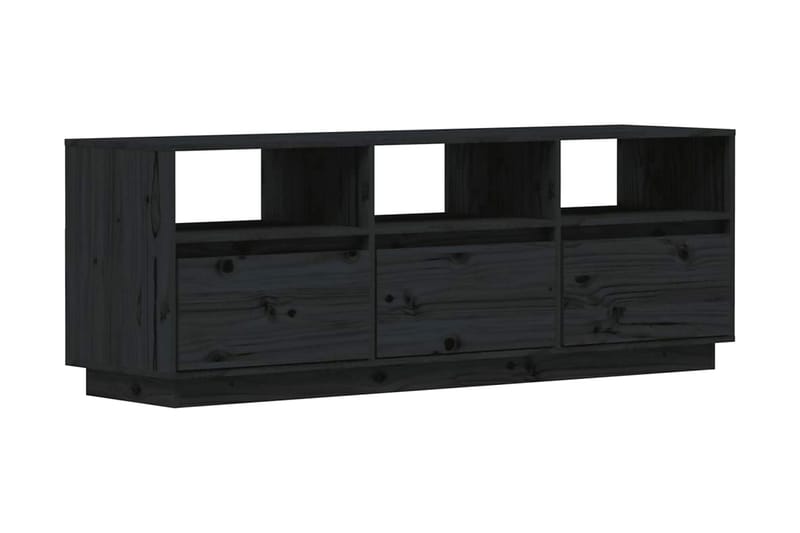 TV-bänk svart 140x37x50 cm massiv furu - Svart - Möbler - TV- & Mediamöbler - TV bänk & mediabänk