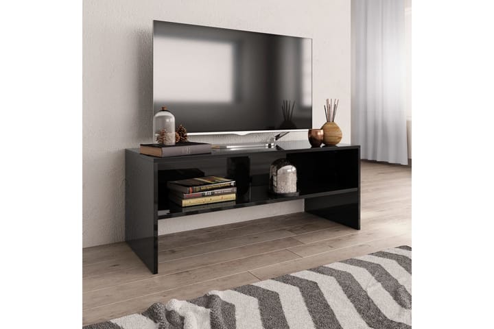 TV-bänk svart högglans 100x40x40 cm spånskiva - Svart - Möbler - TV- & Mediamöbler - TV-bänk & mediabänk