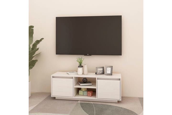 TV-bänk vit 110x30x40 cm massiv furu - Vit - Möbler - TV- & Mediamöbler - TV-bänk & mediabänk