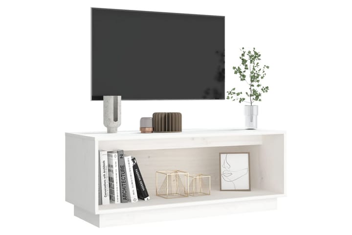 Tv-bänk vit 90x35x35 cm massiv furu - Vit - Möbler - TV- & Mediamöbler - TV-bänk & mediabänk